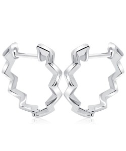 Unique Wavy Design Silver Hoop Earring HO-2515